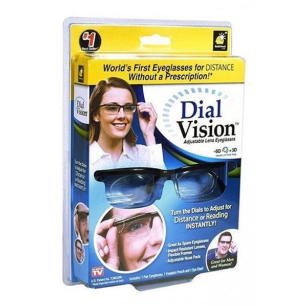 Очки с регулируемыми диоптриями и фокусировкой Dial Vision Black универсальные пластиковые унисекс