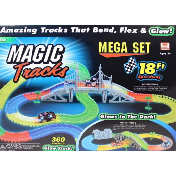 Игрушечный гибкий автотрек Magic Track с машинкой, 360 деталей, световые эффекты, от 6 лет