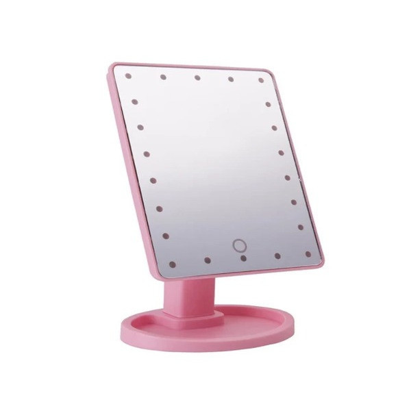 Настольное квадратное зеркало для макияжа SUNROZ с LED подсветкой и 22 светодиодами, обычное и увеличивающее