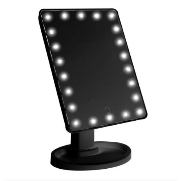 Настольное квадратное зеркало для макияжа SUNROZ с LED подсветкой и 22 светодиодами, обычное и увеличивающее