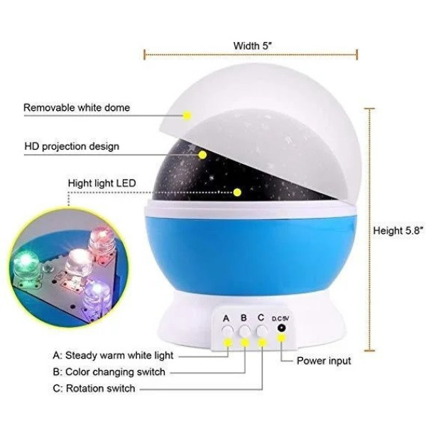 Ночник-проектор звездного неба MNG Star Master Big Dream с LED лампой на батарейках для дома