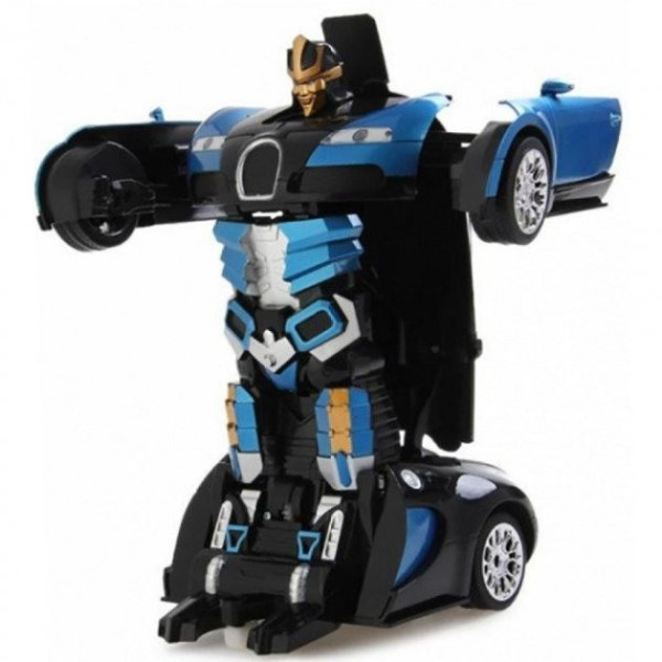 Машина-трансформер Bugatti Robot Car с пультом управления, масштаб 1:18, синяя и красная