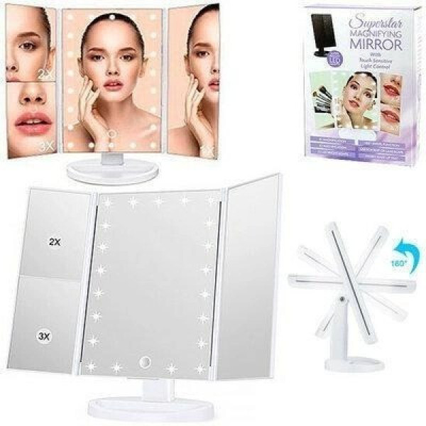 Настольное косметическое зеркало Superstar Magnifying Mirror с LED-подсветкой и увеличением