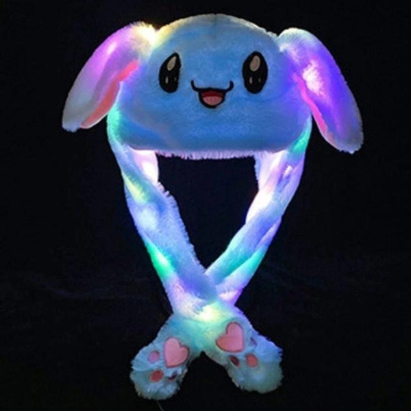 Шапка с подсветкой Pikachu toys soft toys with led с двигающимися ушками голубая