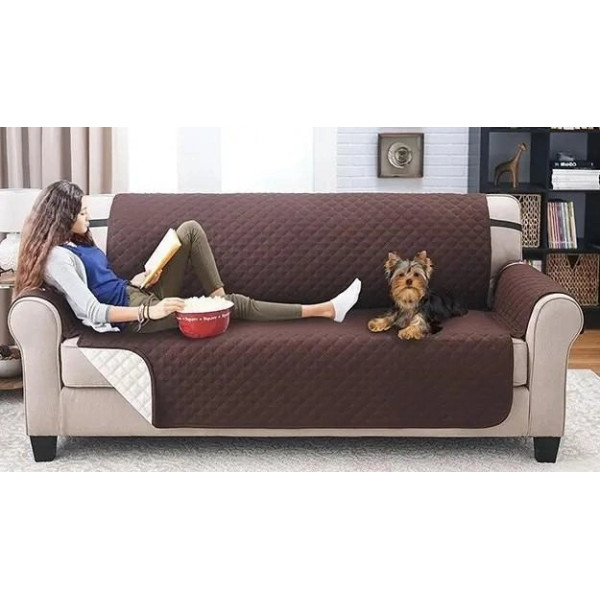 Двустороннее водонепроницаемое покрывало-накидка на диван Couch Coat коричневый/бежевый