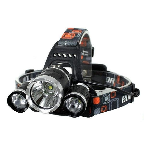 Фонарь Bailong RJ-3000 с тремя светодиодами Cree T6+2Q5, мощный, на батарейках с ремешком и режимами работы
