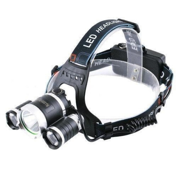 Фонарь Bailong RJ-3000 с тремя светодиодами Cree T6+2Q5, мощный, на батарейках с ремешком и режимами работы