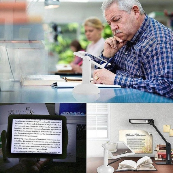Настольная лампа с лупой Reading Brighter Viewer и подсветкой, белая