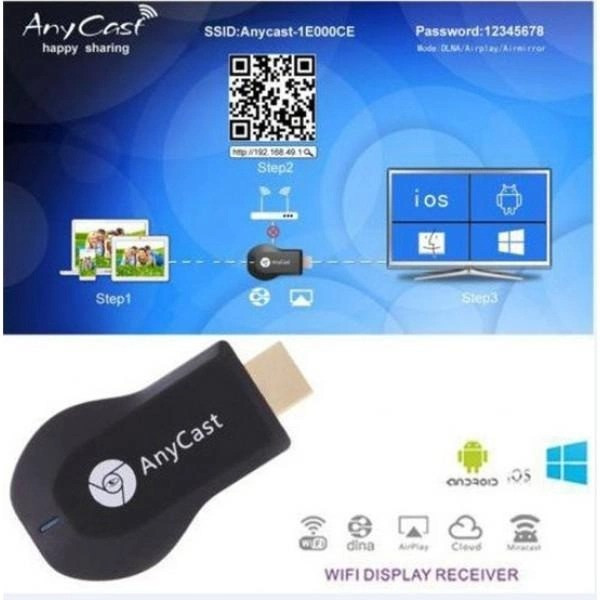 HD медиаплеер AnyCast M2 PLUS с беспроводным HDMI трансмиттером и ресивером для ТВ через Wi-Fi