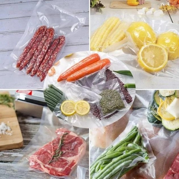 Набор вакуумных пакетов для вакууматора, прозрачные рифленые, рулон 5 м х 20 см для хранения пищи