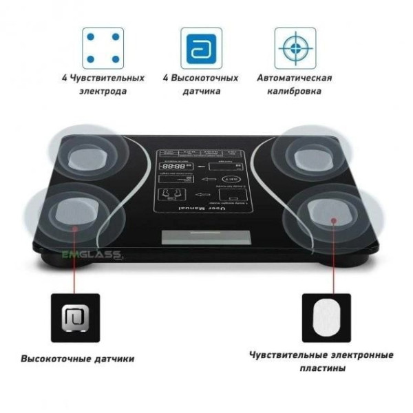 Электронные напольные умные весы TY-EB619 с Bluetooth и приложением для Android и IOS OP-0006, макс. нагрузка