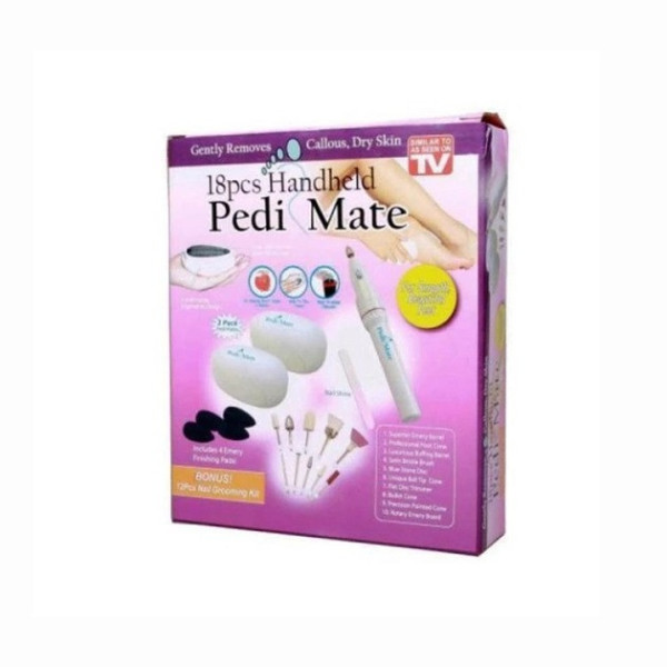 Маникюрно-педикюрный набор Pedi Mate с фрезером и 10 насадками, 18 предметов, комплект пилок для пяток