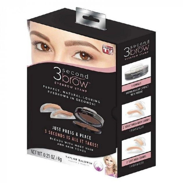 Тени для бровей 3 Second Brow Eyebrow Stamp-Perfect Natural-Looking Eye коричневый штамп-пудра