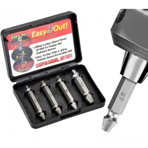 Набор экстракторов Easy Out Tool для извлечения сломанных саморезов и болтов с двусторонними битами