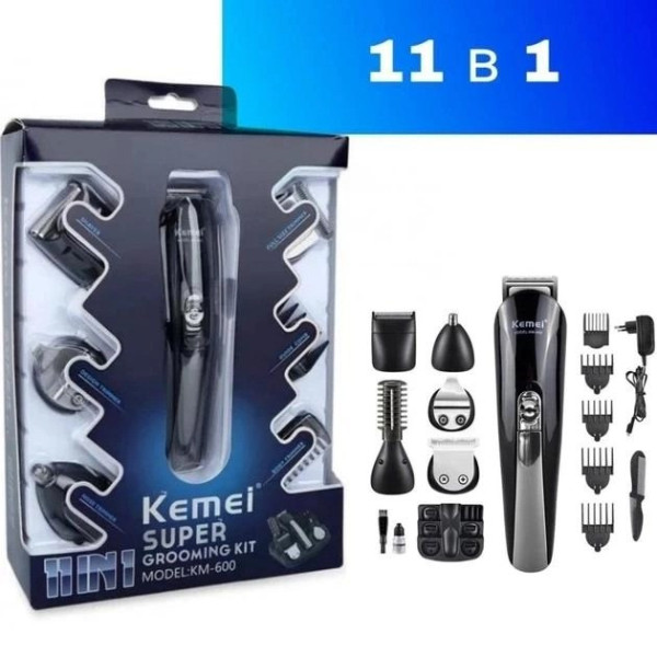 Набор для стрижки Kemei KM-600C с 11 насадками и триммером на подставке