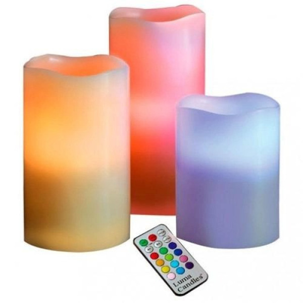Ночник Luma Candles набор из 3 светодиодных LED свечей с RGB подсветкой и пультом управления