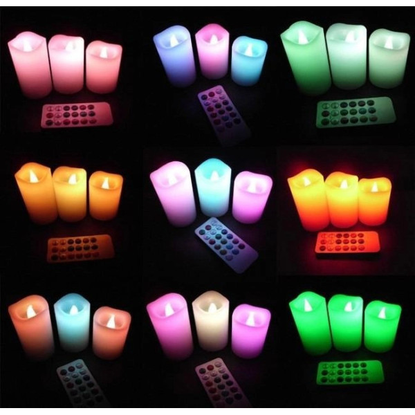 Ночник Luma Candles набор из 3 светодиодных LED свечей с RGB подсветкой и пультом управления