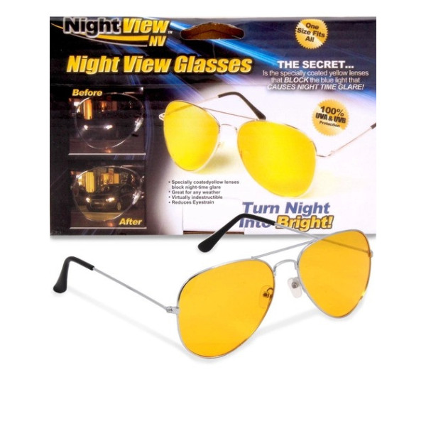 Антибликовые желтые очки Night View Glasses для водителей с ночным видением и складной оправой
