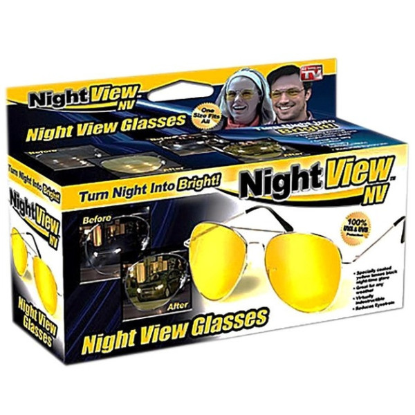 Антибликовые желтые очки Night View Glasses для водителей с ночным видением и складной оправой