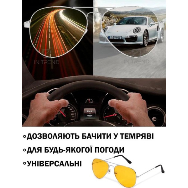 Антибликовые желтые очки Night View Glasses для водителей с ночным видением и складной оправой