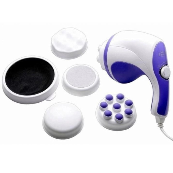 Вібромасажер ручний антицелюлітний роликовий для тіла 5 насадок Relax and Spin Tone