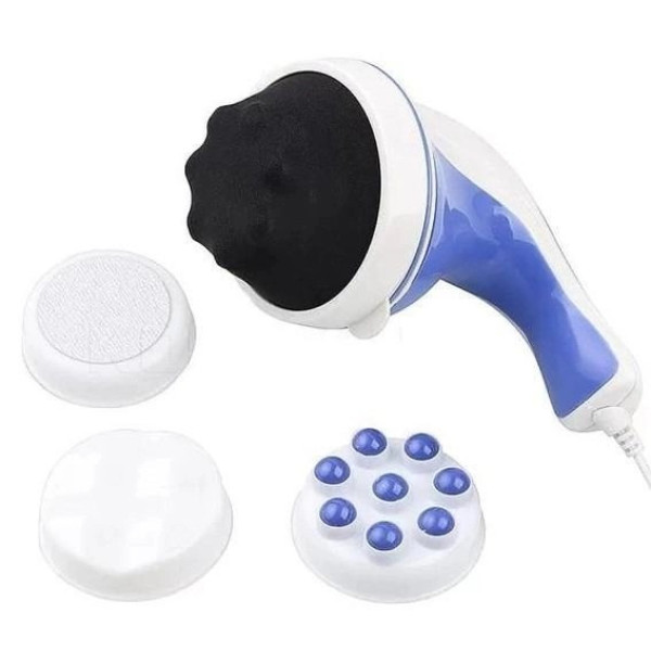 Вібромасажер ручний антицелюлітний роликовий для тіла 5 насадок Relax and Spin Tone