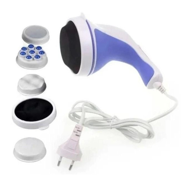 Вібромасажер ручний антицелюлітний роликовий для тіла 5 насадок Relax and Spin Tone