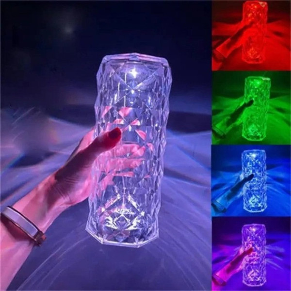 Светодиодный ночник Crystal Rose Ambience в форме хрустальной вазы с 16 цветами RGB, 19.5 см AND463