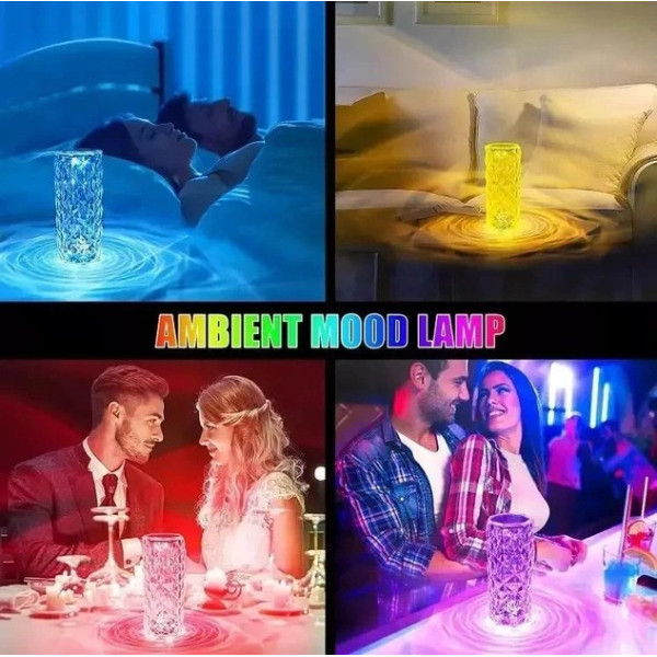 Светодиодный ночник Crystal Rose Ambience в форме хрустальной вазы с 16 цветами RGB, 19.5 см AND463