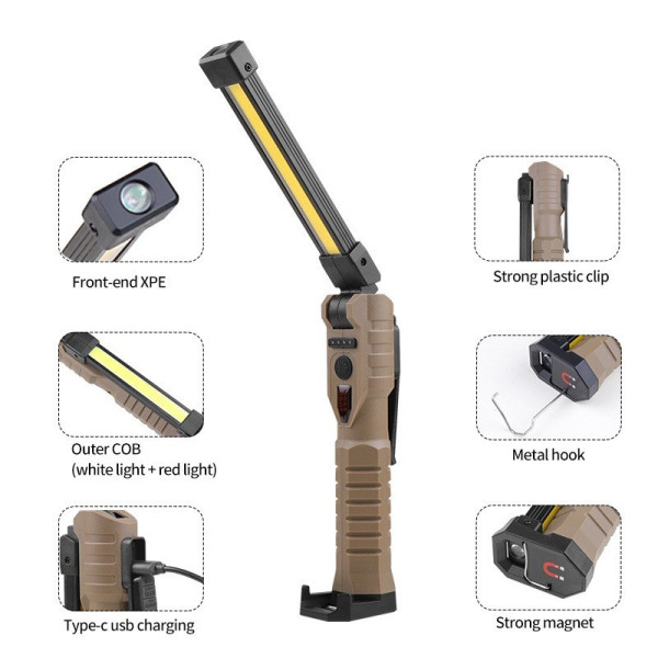 Аккумуляторный складной фонарь для кемпинга LIGHT L08-1 с магнитом и крюком для подвеса Black