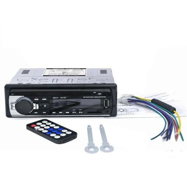 Автомагнитола Podofo JSD 520 1DIN с USB, AUX и Bluetooth, мощность 4х60 Вт, черная
