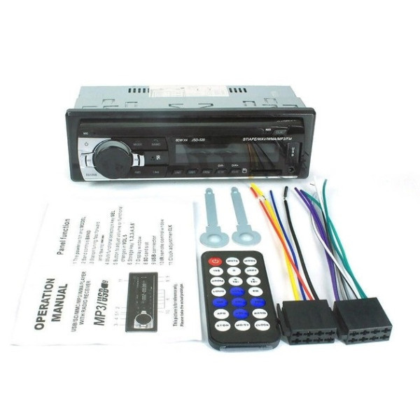 Автомагнитола Podofo JSD 520 1DIN с USB, AUX и Bluetooth, мощность 4х60 Вт, черная