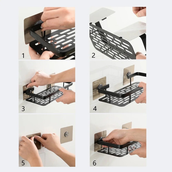 Настенная полка-органайзер STORAGE RACK AND197 для ванной комнаты черного цвета