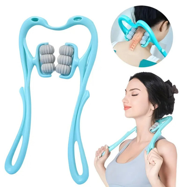 Роликовый ручной массажер для шеи и плеч Hexiang Neck Massager с 6 массажными шариками для снятия напряжения