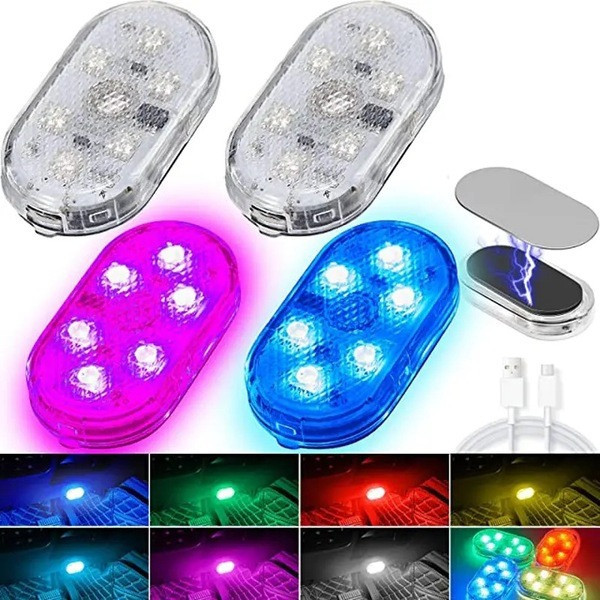 Аккумуляторный RGB светильник 2 шт для салона авто с подвесной магнитной лампой и ночником