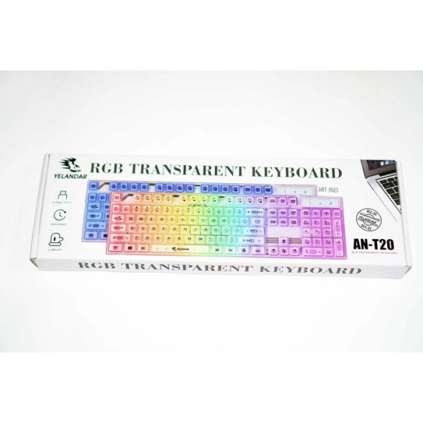 Мембранная игровая клавиатура Yelandar AN-T20 USB с RGB подсветкой White