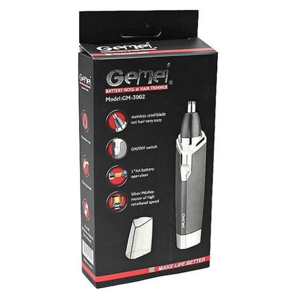 Вибрационный триммер для носа и ушей Gemei GM-3002 на аккумуляторе
