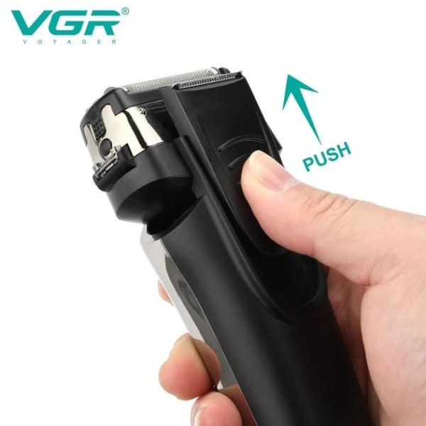 Аккумуляторная сетевая электробритва Shaver VGR V-333 с двумя бритвенными головками и триммером для сухого и в