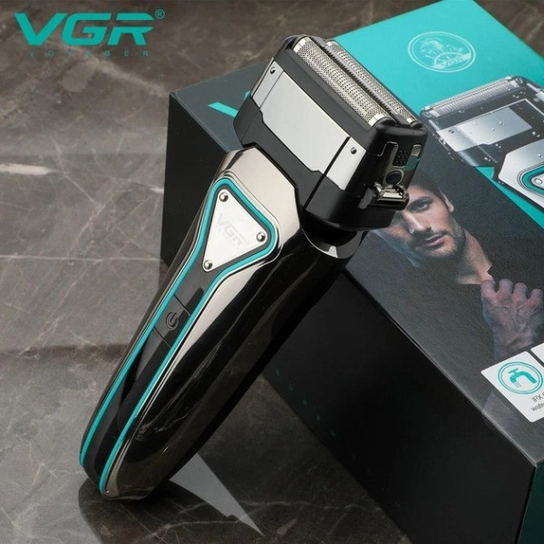 Аккумуляторная сетевая электробритва Shaver VGR V-333 с двумя бритвенными головками и триммером для сухого и в