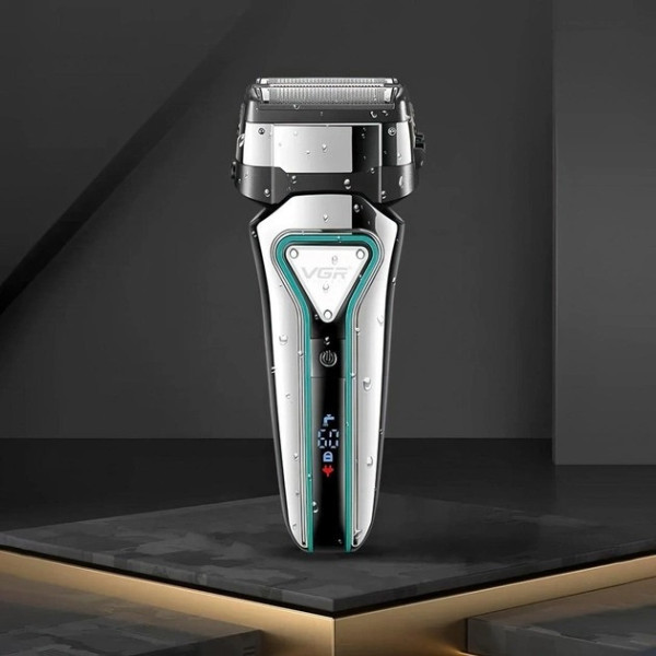 Аккумуляторная сетевая электробритва Shaver VGR V-333 с двумя бритвенными головками и триммером для сухого и в
