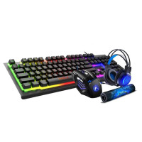 Игровой комплект 4в1 Gaming Set, Набор геймера проводная клавиатура, мышка, коврик, наушники