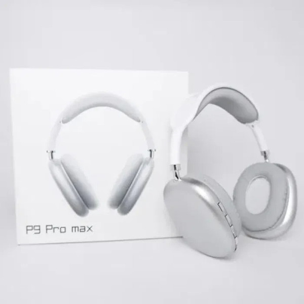 Полноразмерные накладные стерео наушники P9 Pro Max Bluetooth с микрофоном, складные, бело-черные