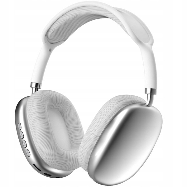 Полноразмерные накладные стерео наушники P9 Pro Max Bluetooth с микрофоном, складные, бело-черные