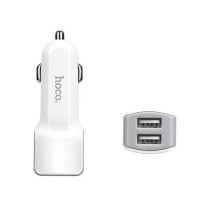 Автомобильное зарядное от прикуривателя Hoco Z23 2 USB 2.4A Зарядка в авто для телефона White