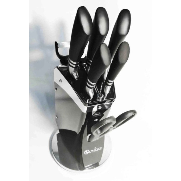 Набор ножей UNIQUE UN-1835 9 предметов с подставкой черного цвета