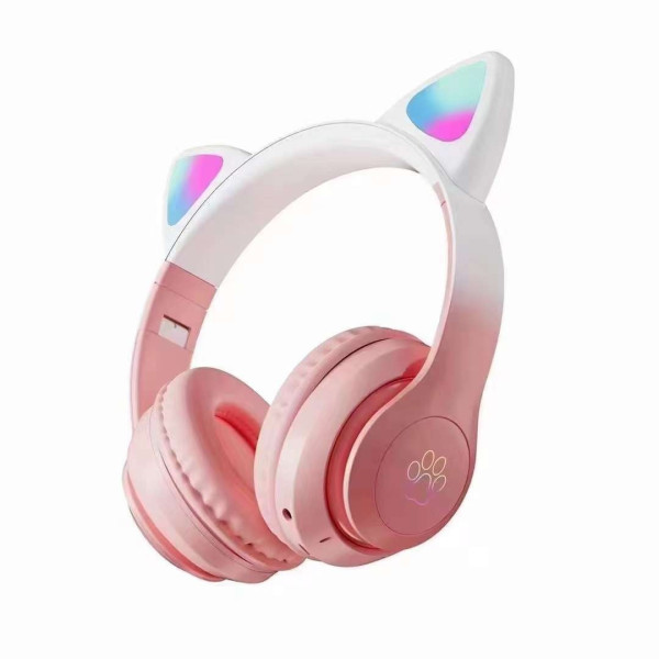 Детские беспроводные накладные наушники Bluetooth с кошачьими ушками и подсветкой STN-28 PRO