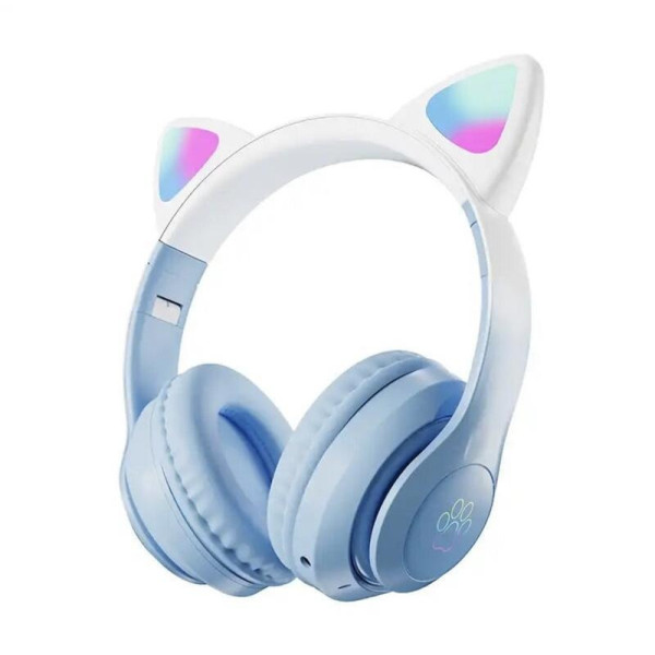 Детские беспроводные накладные наушники Bluetooth с кошачьими ушками и подсветкой STN-28 PRO