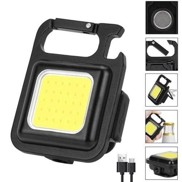Аккумуляторный фонарик брелок 3в1 SH-J031-5WS с USB-зарядкой, магнитом и карабином, 800 Лм