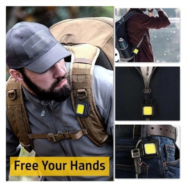 Аккумуляторный фонарик брелок 3в1 SH-J031-5WS с USB-зарядкой, магнитом и карабином, 800 Лм