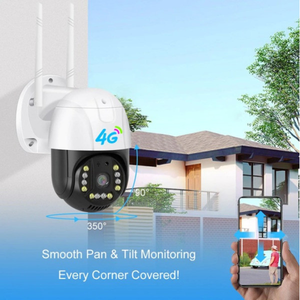 Уличная IP-камера видеонаблюдения C15 4G PTZ с разрешением 1080p и приложением, датчик движения, режим день/но